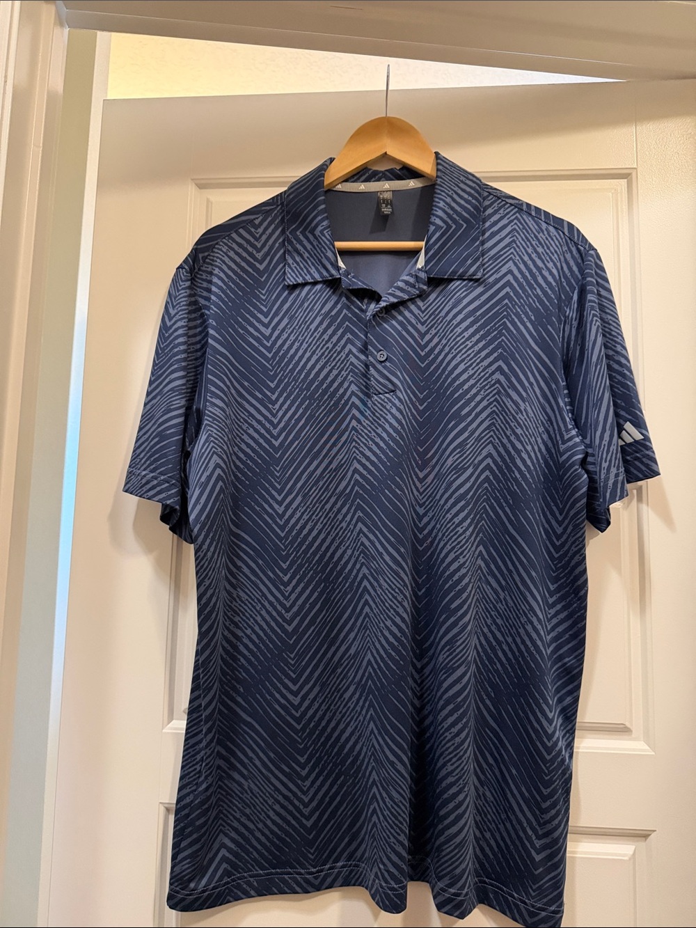 adidas Men's Navy Chevron-Pattern Polo